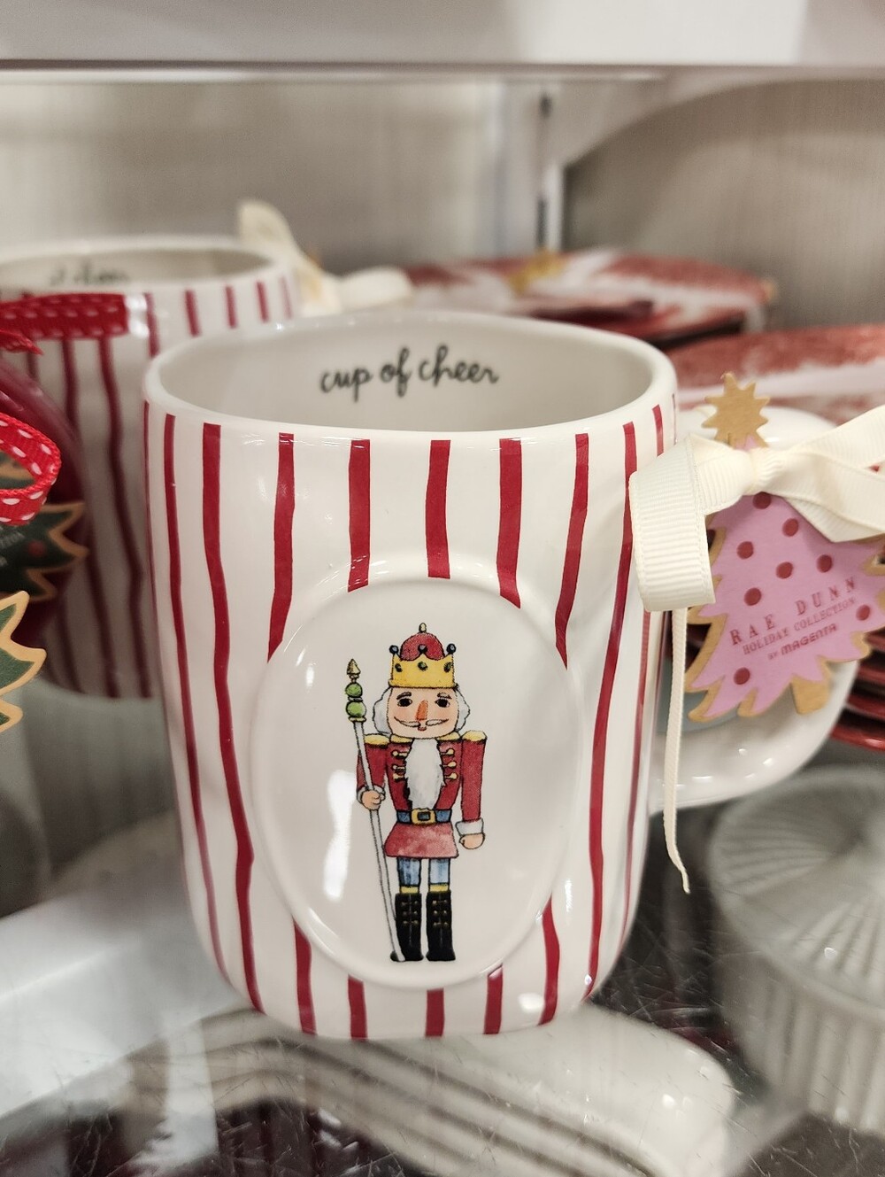 Rae Dunn Red and White Striped Nutcracker Mug